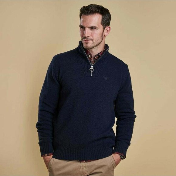 Barbour Other - Barbour Essential 100% Wool Half Zip Men's Sweater Navy Men's Size Large H12162
